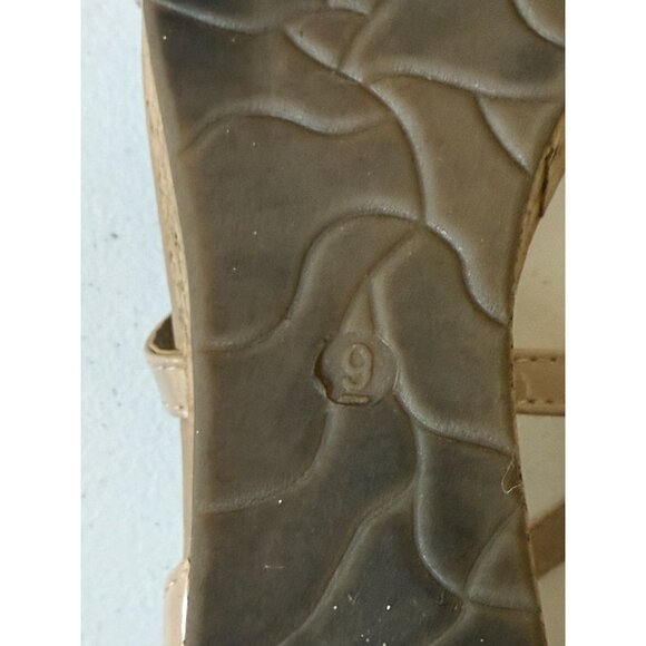 Pierre Dumas Nude Patent Cork Wedge Sandals Size 9 - Picture 10 of 11